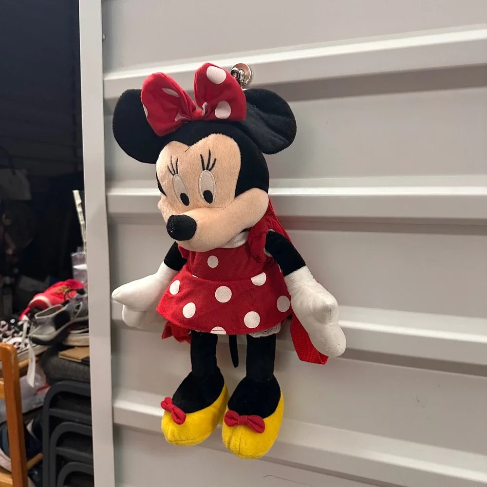 Minnie‎ Mouse Plush Backpack Disney Polka Dot Dress Small Kids Toddler